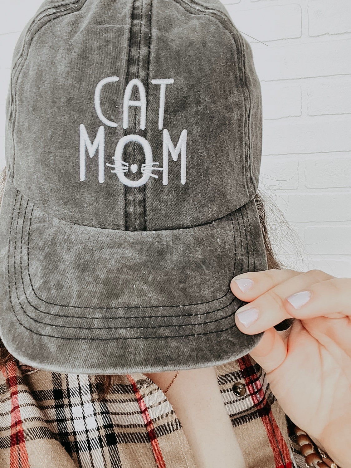 Cat Mom Baseball Hat Denim Blue